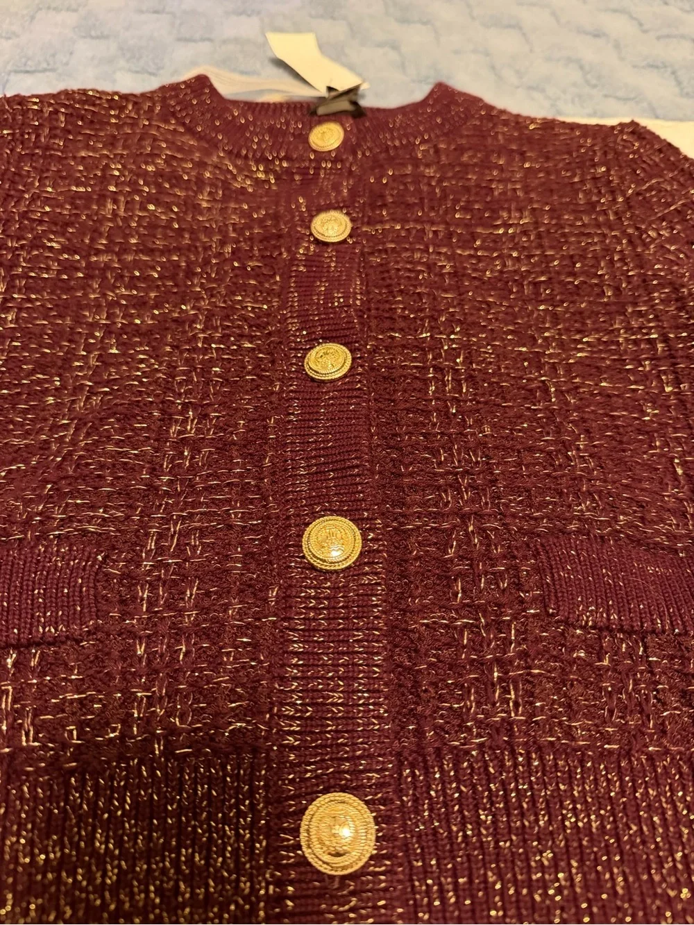 French Connection Metallic Tweed Knit Cardigan NWT! - Picture 10 of 13